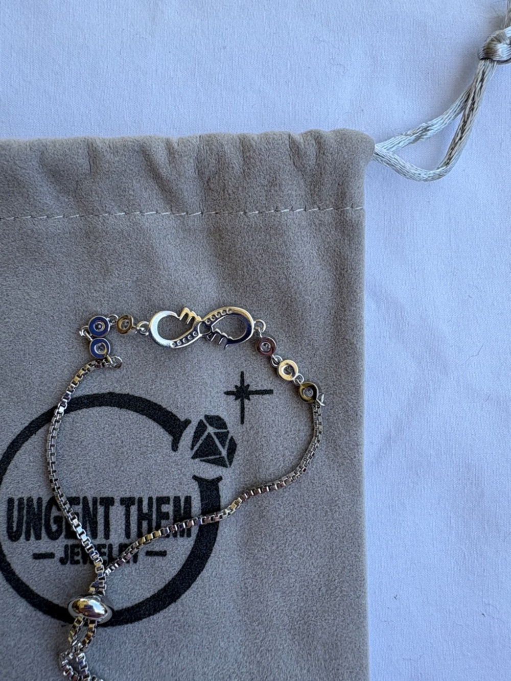 NWOT Silver Infinity “Mom” Bolo Bracelet with Rhinestone Accents - Picture 4 of 5